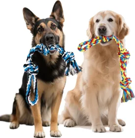 2 Pack 20 Inch Dog Rope Toy for Aggressive Chewers, Heavy Duty Chew Toys for Teeth Cleaning, Cotton Rope Dog Tug Toy for Medium to Large Breed