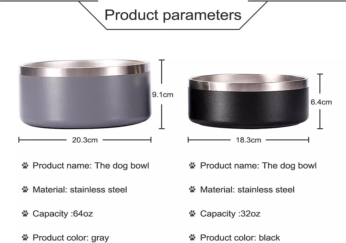 32oz 64oz Stainless Steel Double Wall Dog Bowls,BPA Free Non-Slip Pet Dishes,Cat Food&Water Bowl with Rubber Base(32oz, Green)