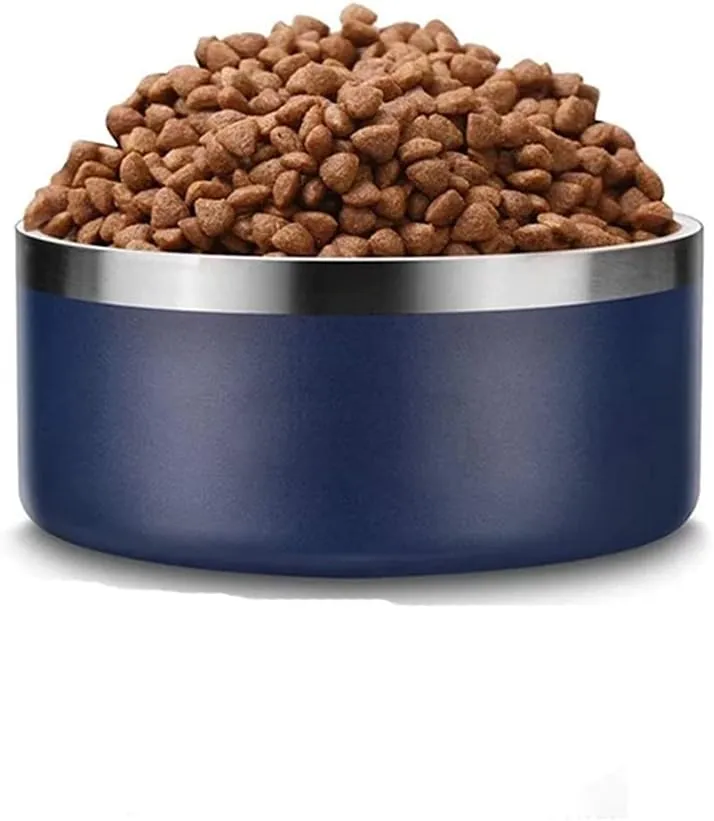 32oz 64oz Stainless Steel Double Wall Dog Bowls,BPA Free Non-Slip Pet Dishes,Cat Food&Water Bowl with Rubber Base(32oz, Green)
