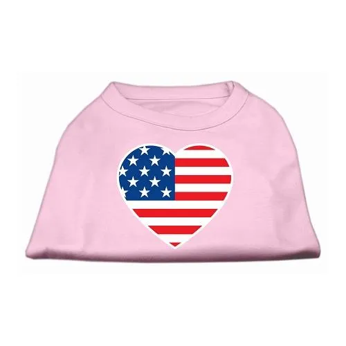 American Flag Heart Screen Print Shirt Light Pink XS (8)