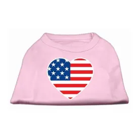 American Flag Heart Screen Print Shirt Light Pink XS (8)