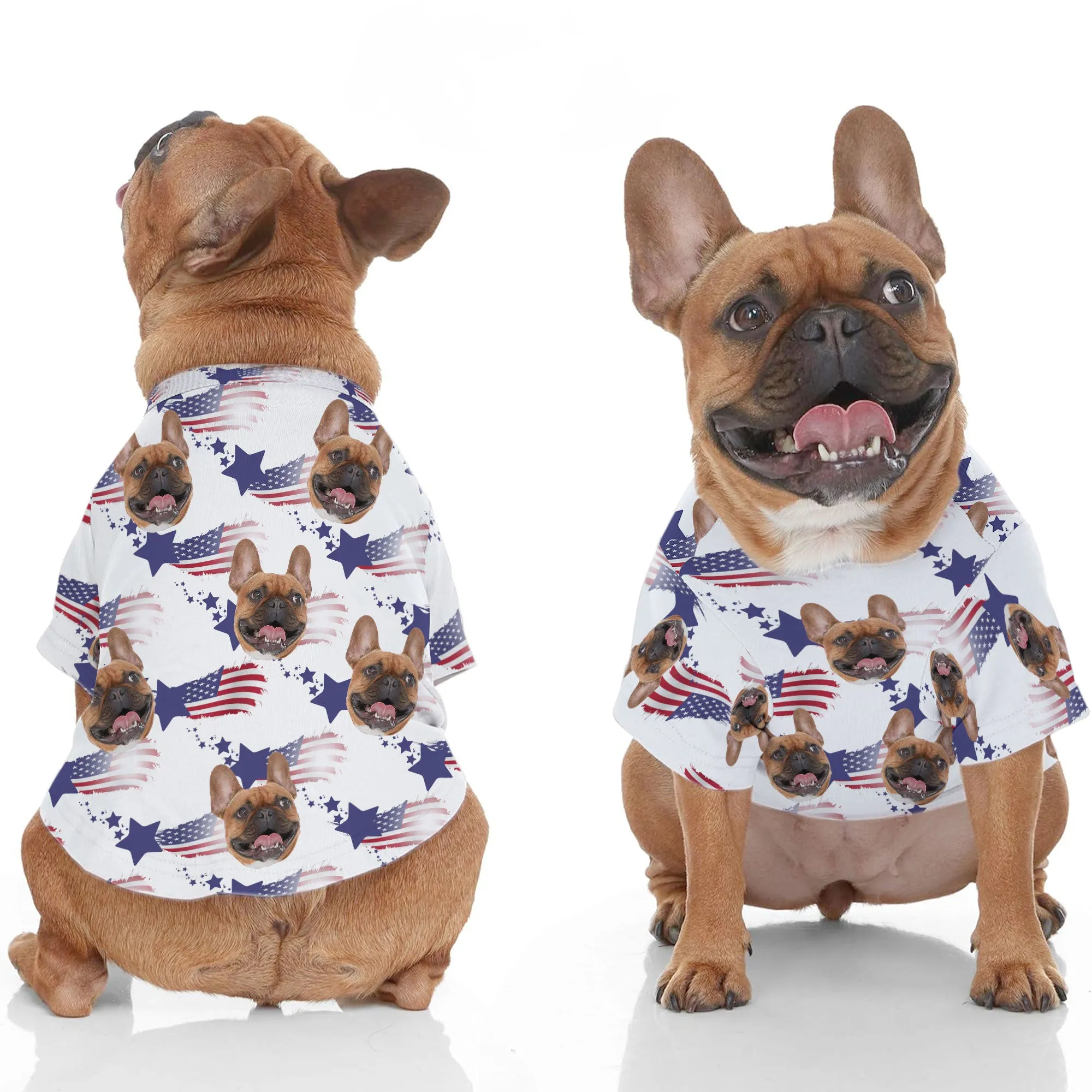 American Flag Pet Custom Face - Personalized Photo Pet Shirt