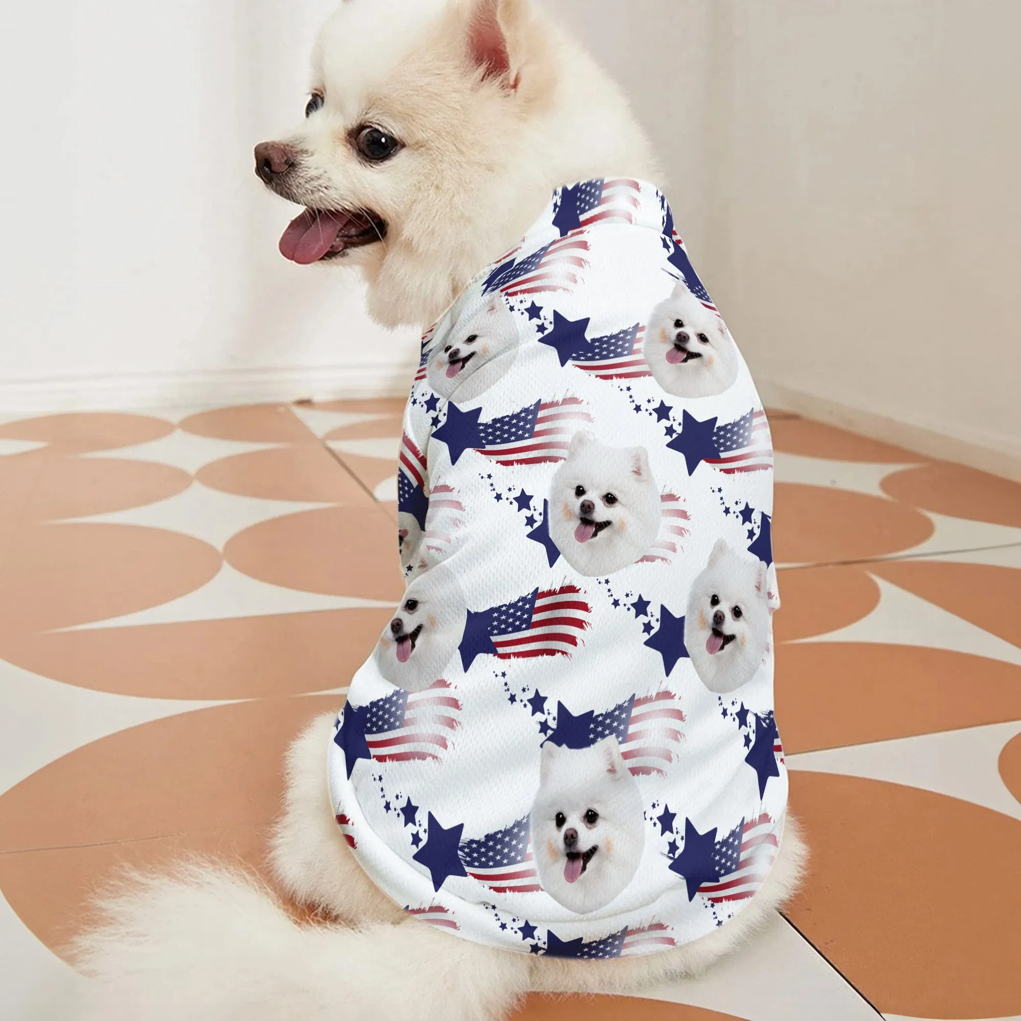 American Flag Pet Custom Face - Personalized Photo Pet Shirt