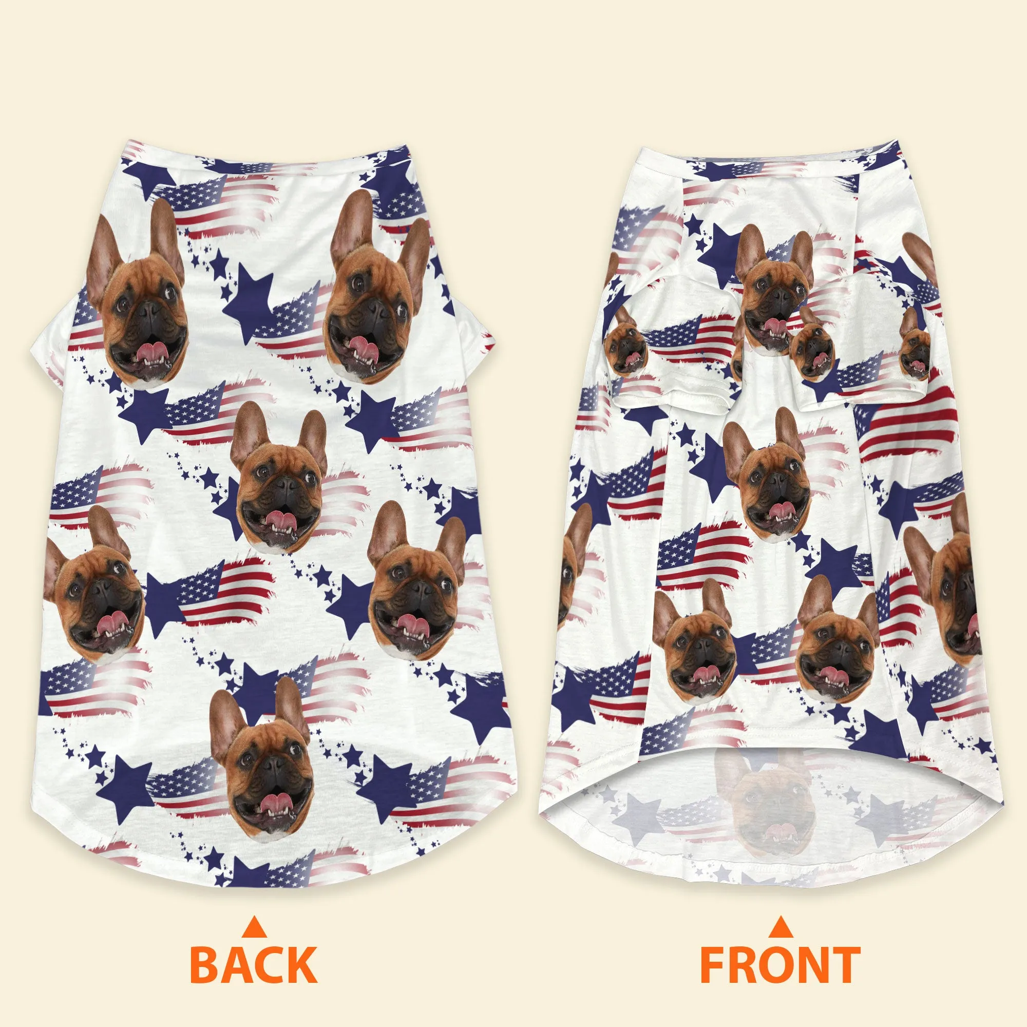 American Flag Pet Custom Face - Personalized Photo Pet Shirt