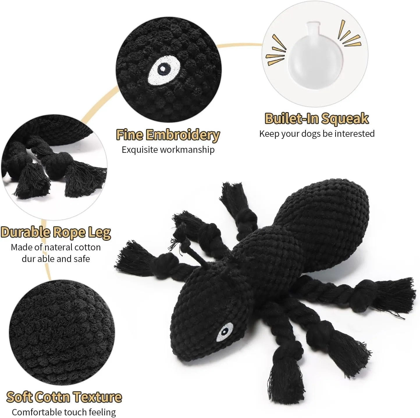 ant Plush Dog Toys Which Puppy Stuffing and Ant ScreamBoring Interactive for Separation Anxiety Suitable for Small and Medium Dogs to Chew and Play