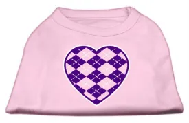 Argyle Heart Purple Screen Print Shirt Light Pink XXL (18)