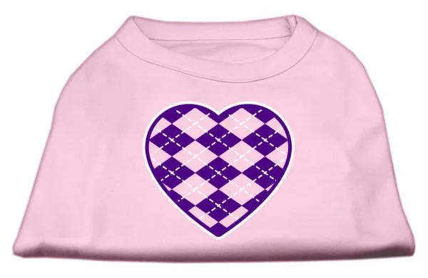 Argyle Heart Purple Screen Print Shirt Light Pink XXL (18)