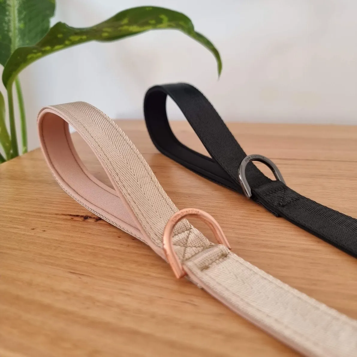 Beige dog leash - neoprene padded