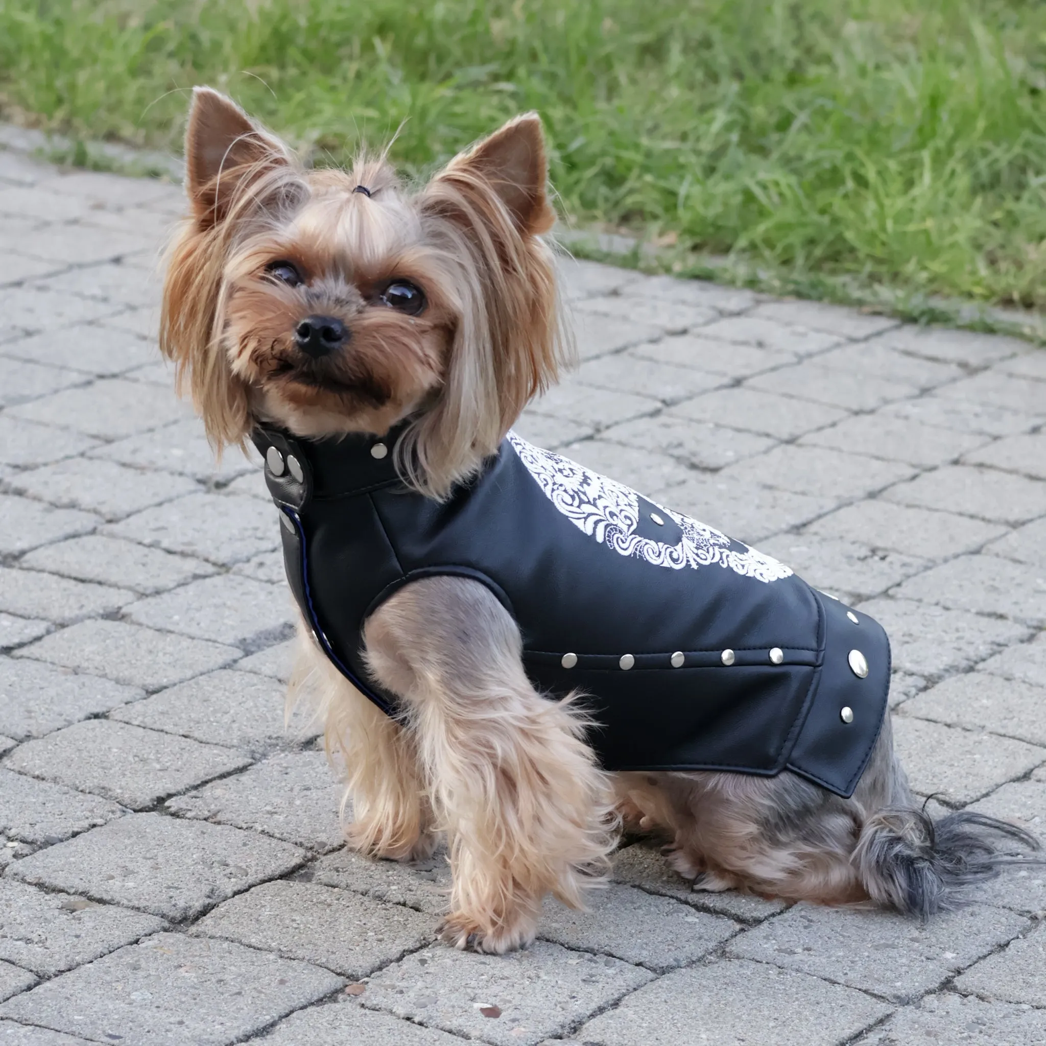 Biker leather dog vest jacket