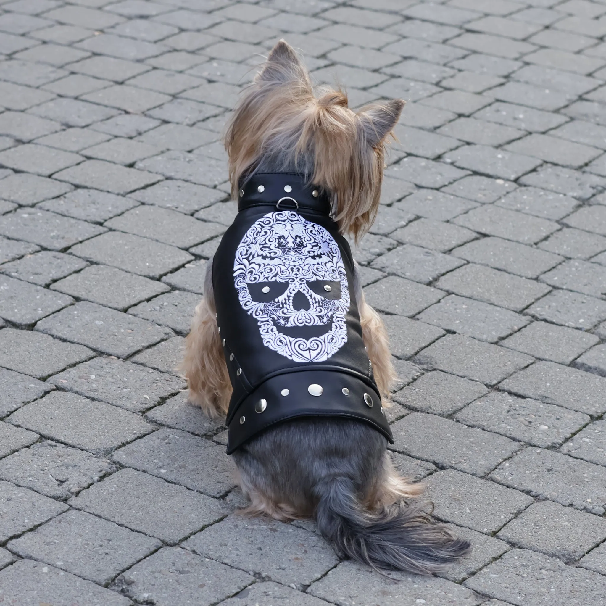 Biker leather dog vest jacket