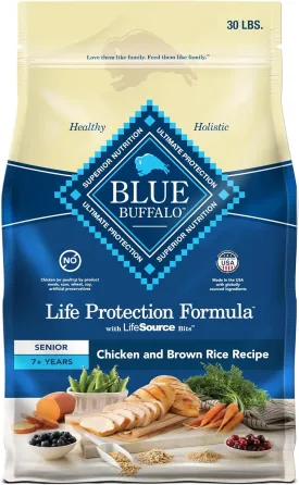 Blue Buffalo Life Protection Formula Senior Dry Dog Food, Supports Joint Health and Mobility, Made with Natural Ingredients, Chicken & Brown Rice Recipe, 30-lb. Bag