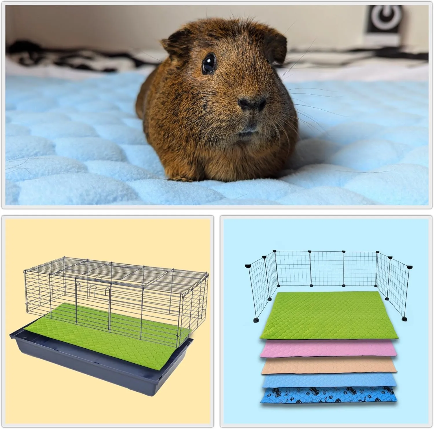 Cage Liner for Guinea Pig and Rabbit - 47.2 x 23.6 Inches (Midwest) with a Removal Fleece Tunnel Blanket - Perfect Bedding for Indoor Cages and C&C - Absorbent Waterproof - Peach