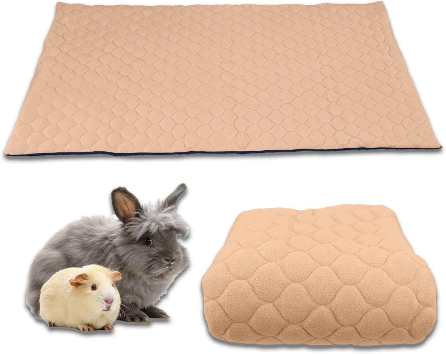 Cage Liner for Guinea Pig and Rabbit - 47.2 x 23.6 Inches (Midwest) with a Removal Fleece Tunnel Blanket - Perfect Bedding for Indoor Cages and C&C - Absorbent Waterproof - Peach