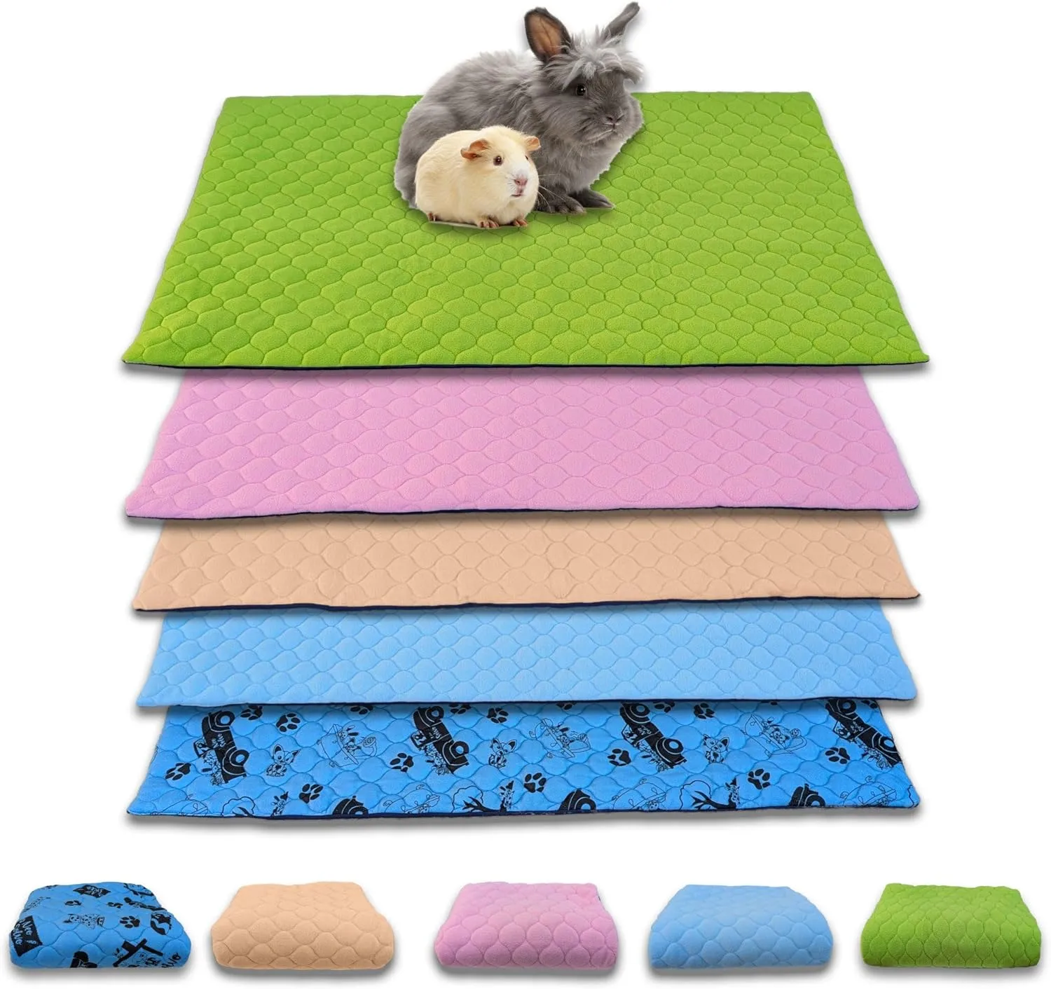 Cage Liner for Guinea Pig and Rabbit - 47.2 x 23.6 Inches (Midwest) with a Removal Fleece Tunnel Blanket - Perfect Bedding for Indoor Cages and C&C - Absorbent Waterproof - Peach