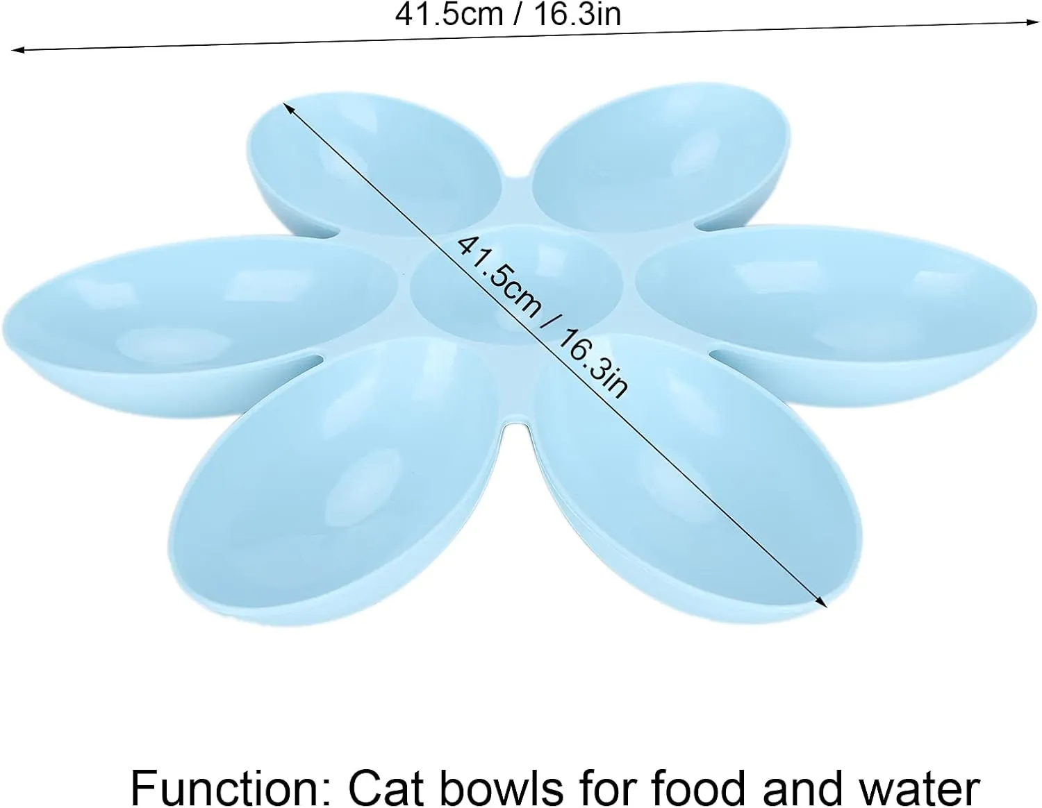 Cat Food Bowl Flower Petals Shaped Cat Water Bowls Dishes Multi-Cat Feeder Cat Feeding Bowl for Dog Puppy Cat Kittens[Blue] Basic Bowls