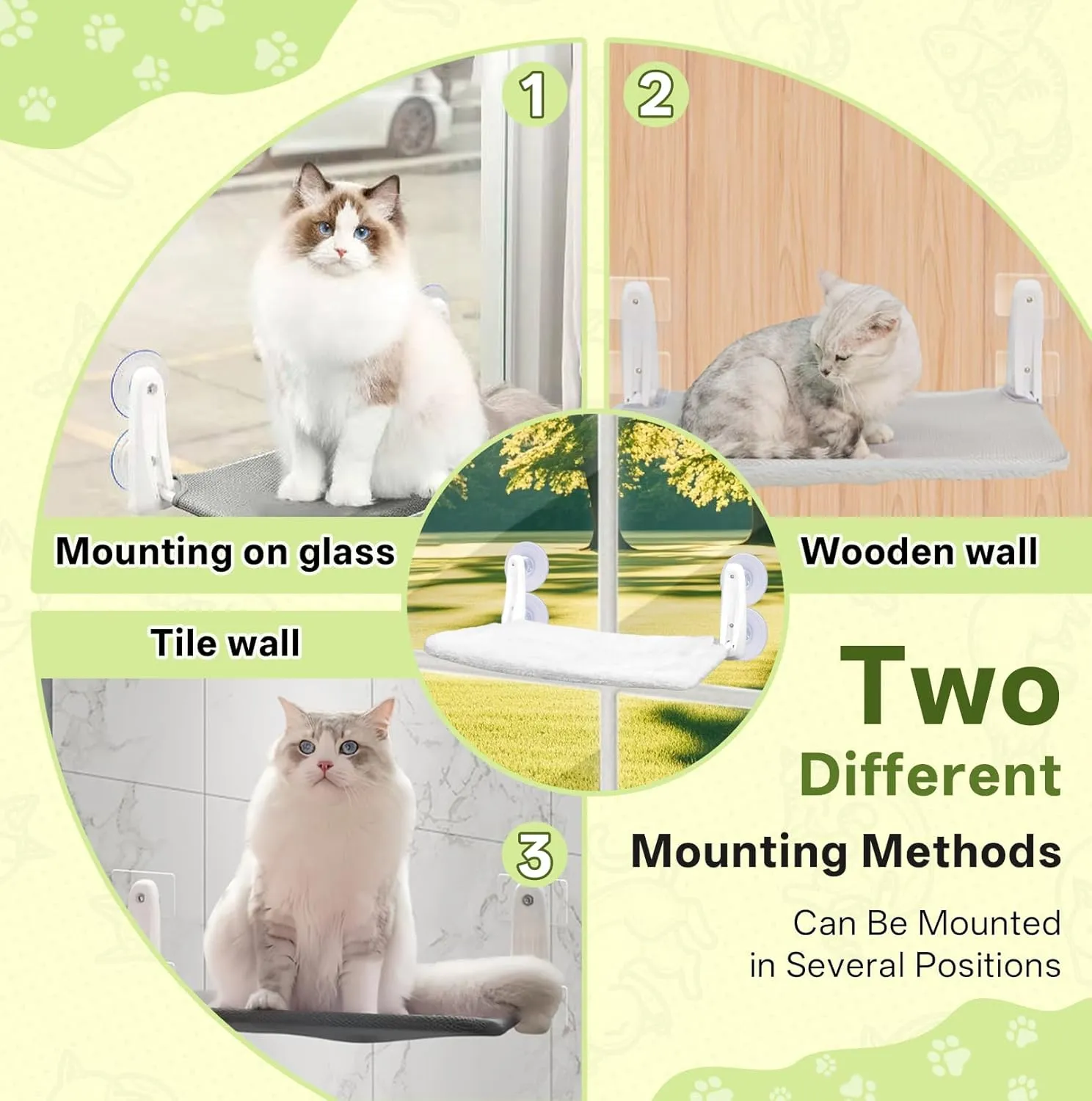 Cat Window Perch, Foldable No-Rope Hammock, Sturdy Cat Hammock Bed Window Seat with 8 Suction Cups with Dual-Sided Bed for All Seasons, Provide a Convenient Environment for Cats to Play