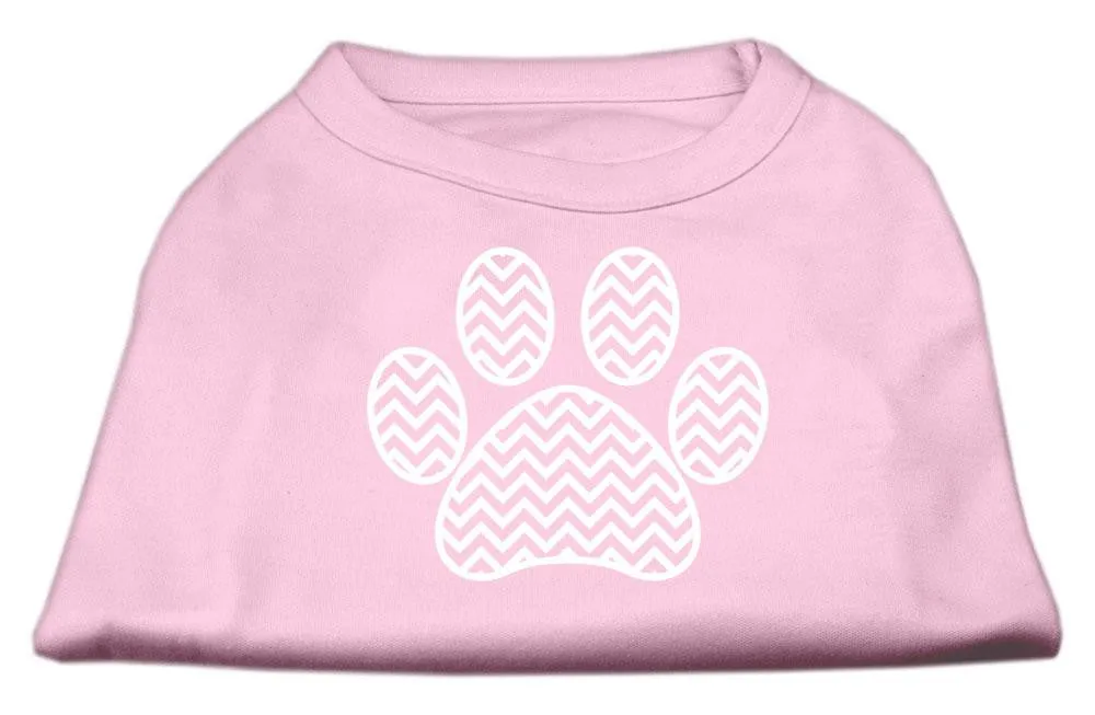 Chevron Paw Screen Print Shirt Light Pink Sm (10)