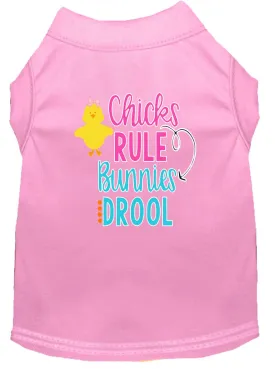 Chicks Rule Screen Print Dog Shirt Light Pink Sm (10)