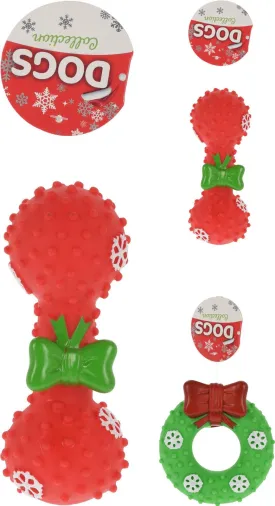 Christmas Dogs Chew Toy with Bow