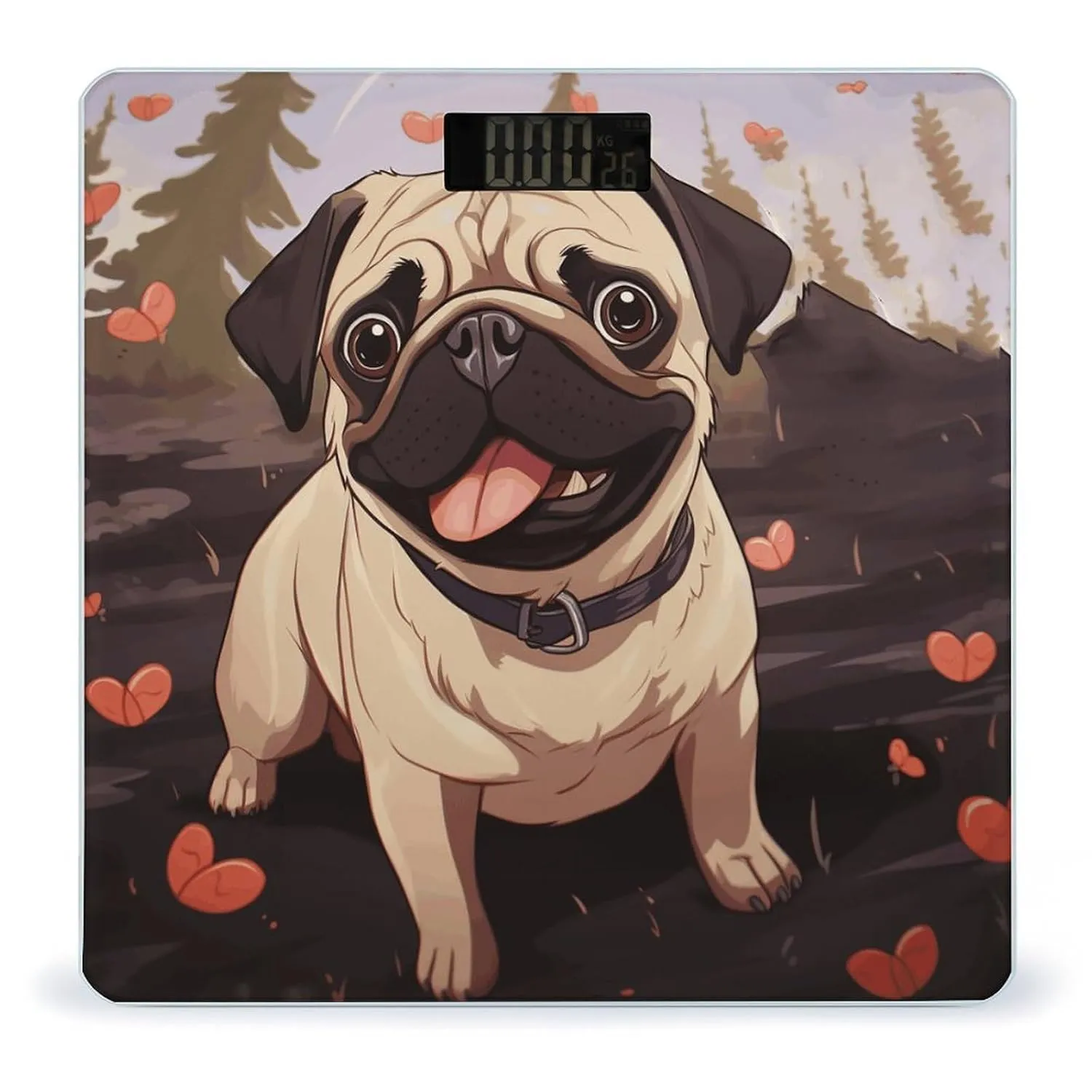 Cute Pet Scale for Body Weight Highly Accurate Digital Bathroom Body Scale Digital Body Weight Scale Tempered Glass LCD Display Batteries and Tape Measure