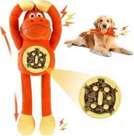Dinosaur Dog Toys Plush, Squeaky Dog Toy with Slow Feed Bowl, Long Legs for Pulling, Indoor Interactive Toys for Cuddling & Playing(15.55")