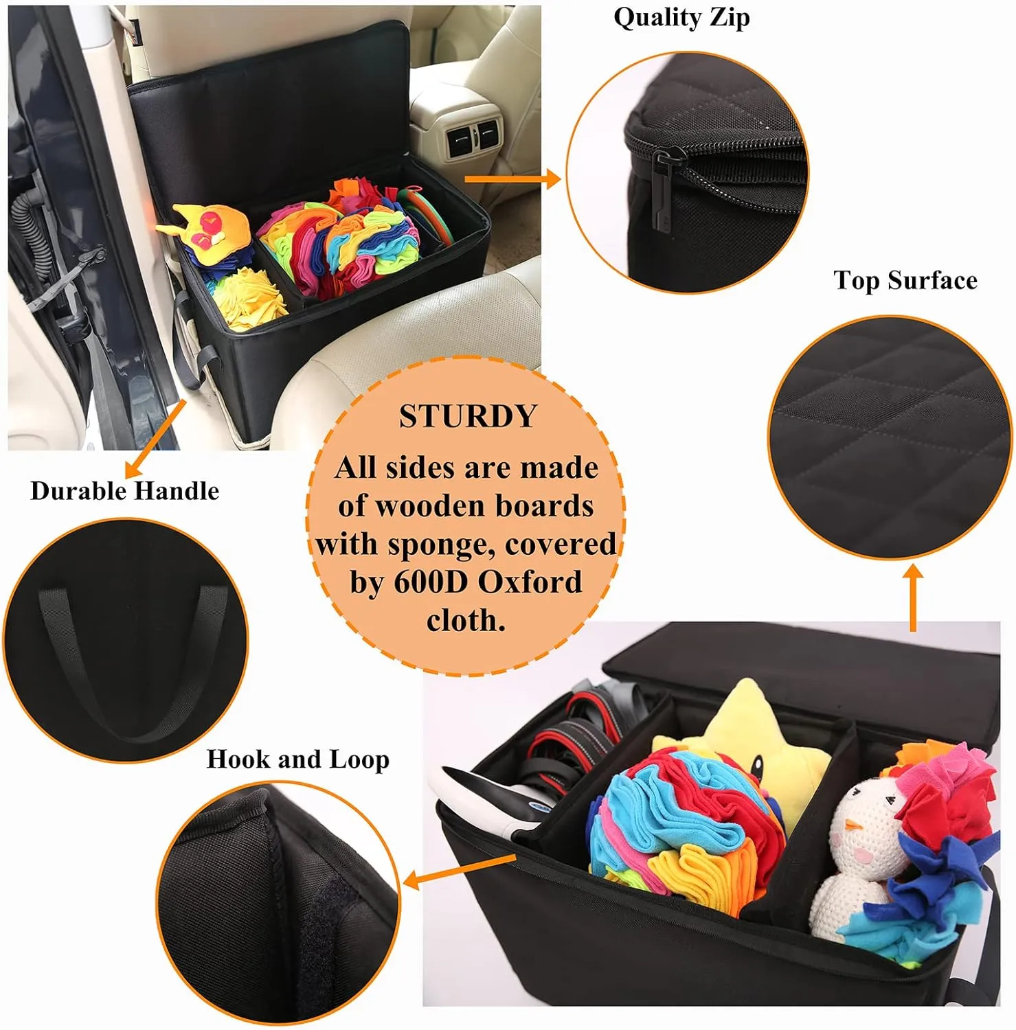 Dog Car Seat Extender with Storage, Suitable for Dogs up to 200lbs, Car Seat Gap Filler, Protect Dogs Not Fall Into The Floor Area, Dog Car Seat for Small & Large Dog (Medium Size: 20"x11.5"x14.5")