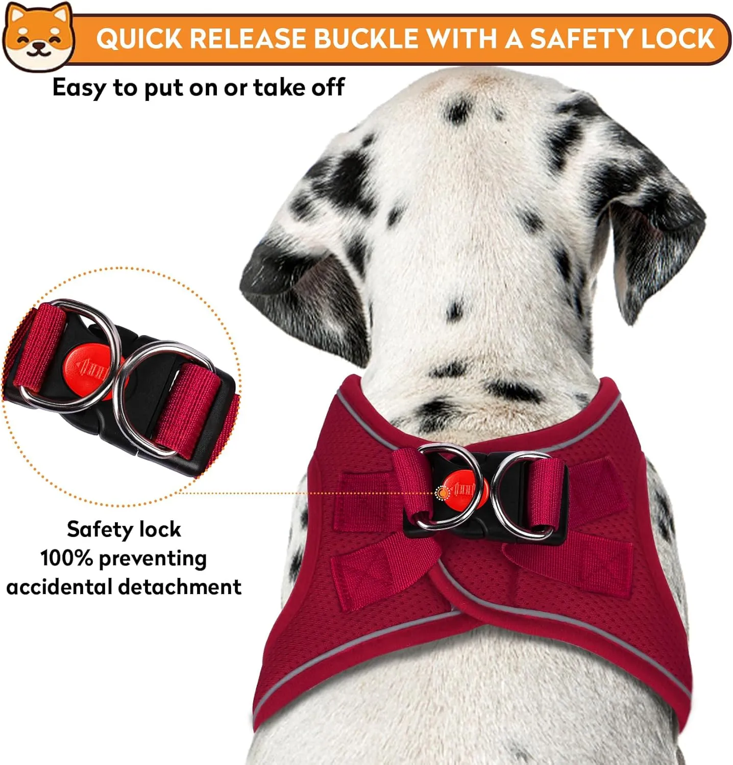 Dog Harness with Leash Set, No-Pull Step-in Reflective Pet Harness with 1 Leash Clips, Adjustable Soft Padded Easy Walk Dog Vest for Small Medium Large Dogs, Cats(Bright Red, XXSmall)