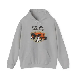 Dog is Good Live Life With Dog,Tractor, Adult  Fleece Hoodie, Perfect for the Serious Dog Lover