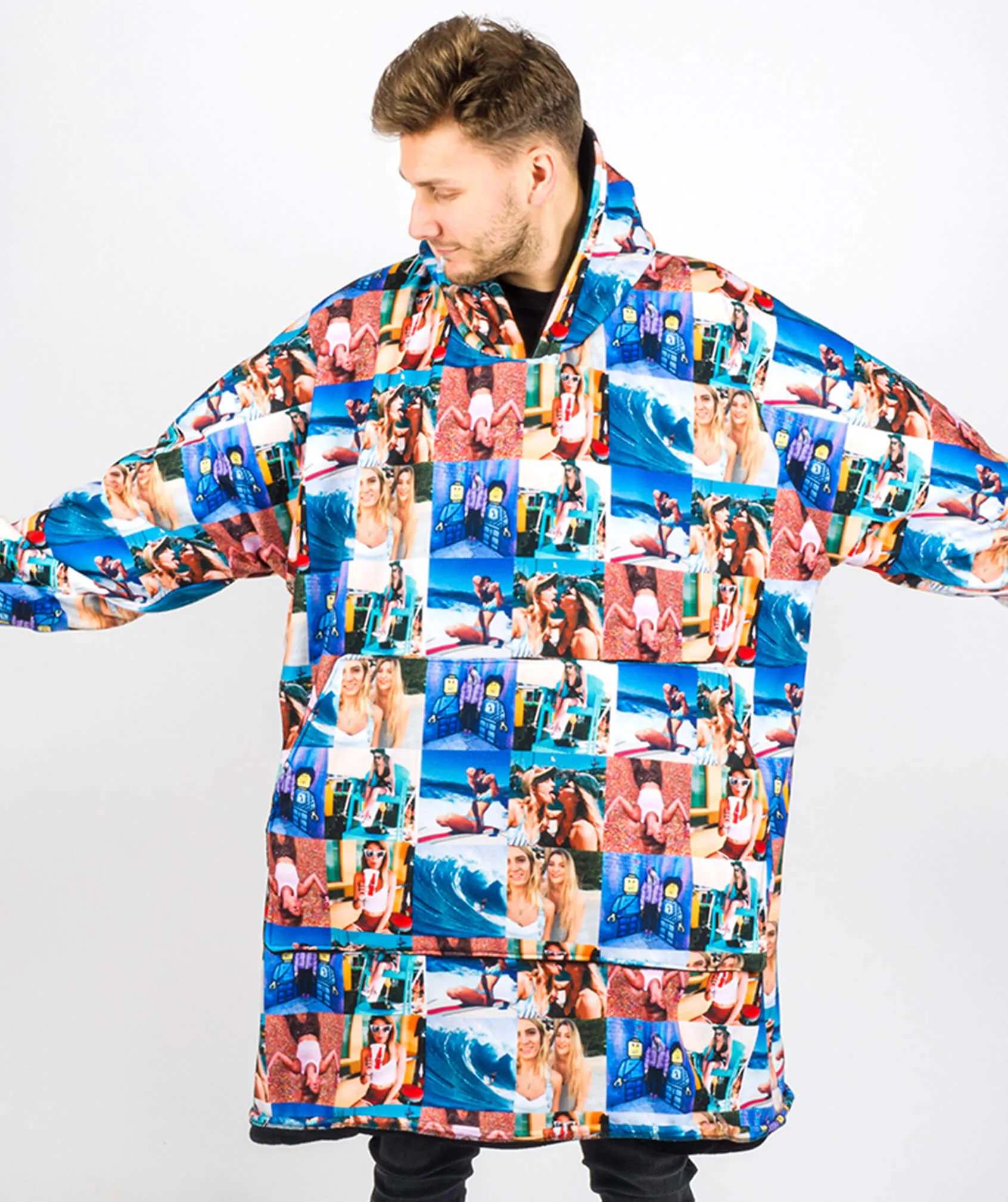 Dog Photo Collage Hoodie Blanket