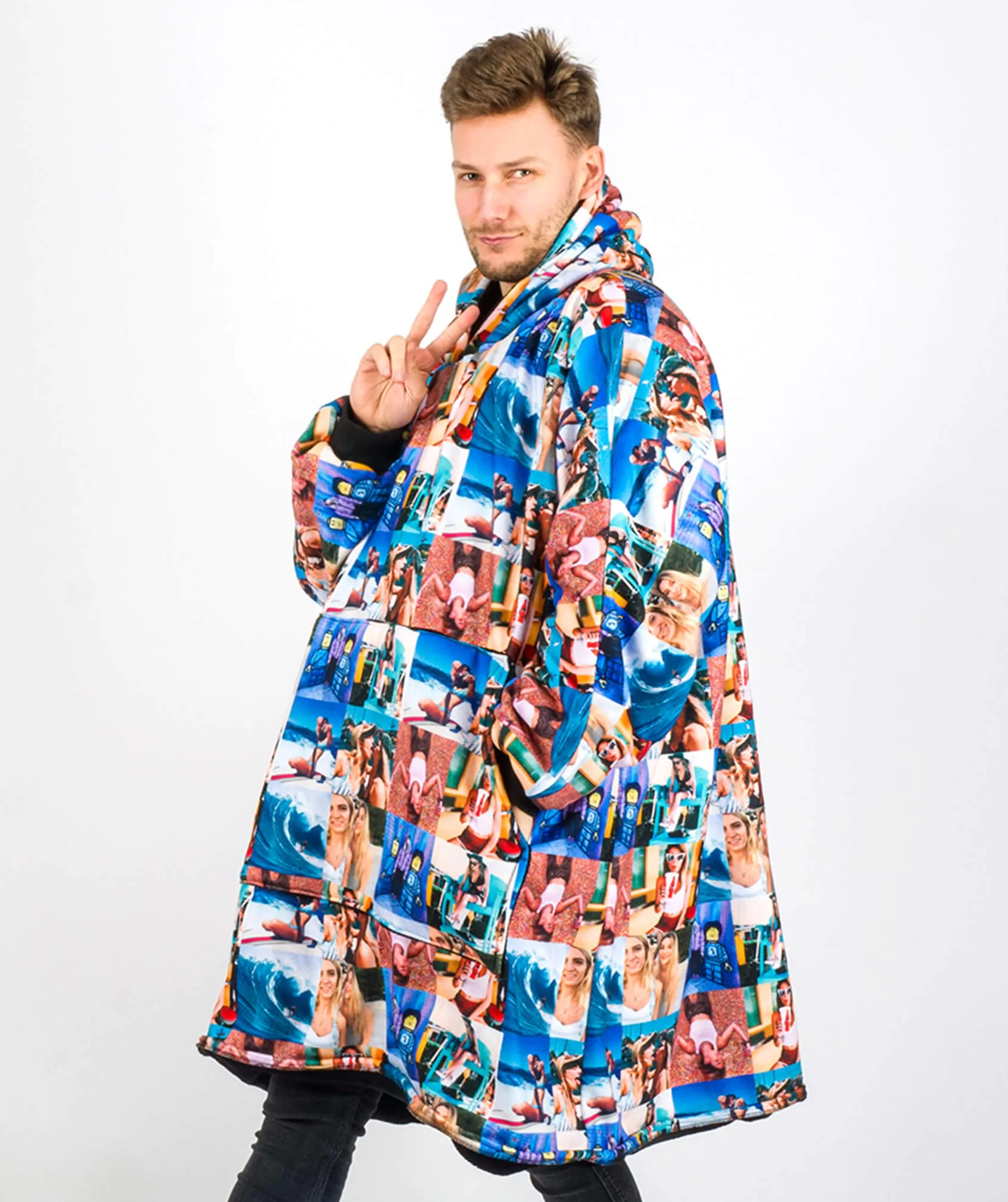 Dog Photo Collage Hoodie Blanket