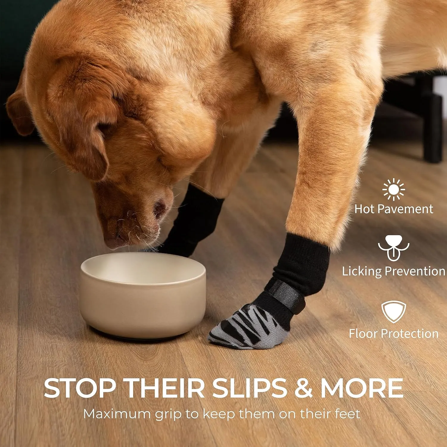 DOK TigerToes Premium Non-Slip Dog Socks for Hardwood Floors - Extra-Thick Grip That Works Even When Twisted - Prevents Licking, Slipping, and Great for Dog Paw Protection - Size Medium