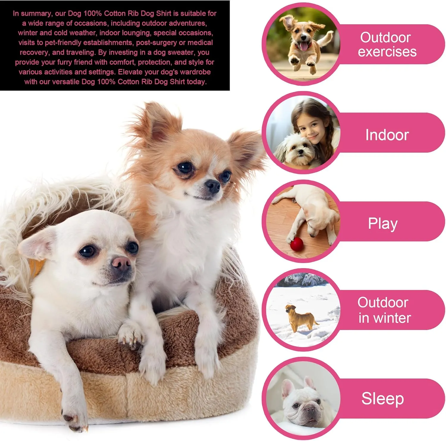 Elevate Your Pet's Comfort and Fashion: Premium 100% Cotton Rib Dog Shirt Vest for Small Breeds Like Chihuahuas, Yorkies, and Puppies .Year-Round Style with Tank-Style Puppy Attire Pink Medium