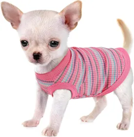 Elevate Your Pet's Comfort and Fashion: Premium 100% Cotton Rib Dog Shirt Vest for Small Breeds Like Chihuahuas, Yorkies, and Puppies .Year-Round Style with Tank-Style Puppy Attire Pink Medium