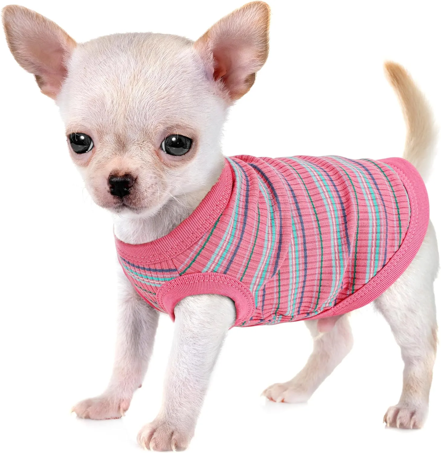 Elevate Your Pet's Comfort and Fashion: Premium 100% Cotton Rib Dog Shirt Vest for Small Breeds Like Chihuahuas, Yorkies, and Puppies .Year-Round Style with Tank-Style Puppy Attire Pink Medium