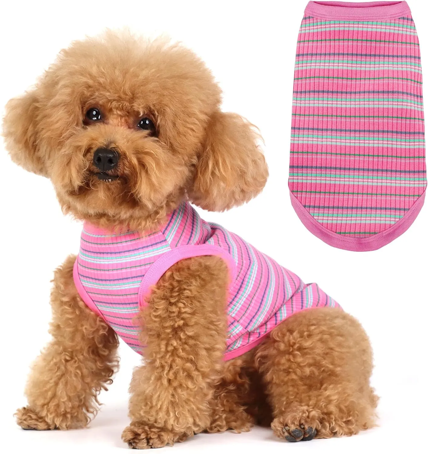 Elevate Your Pet's Comfort and Fashion: Premium 100% Cotton Rib Dog Shirt Vest for Small Breeds Like Chihuahuas, Yorkies, and Puppies .Year-Round Style with Tank-Style Puppy Attire Pink Medium