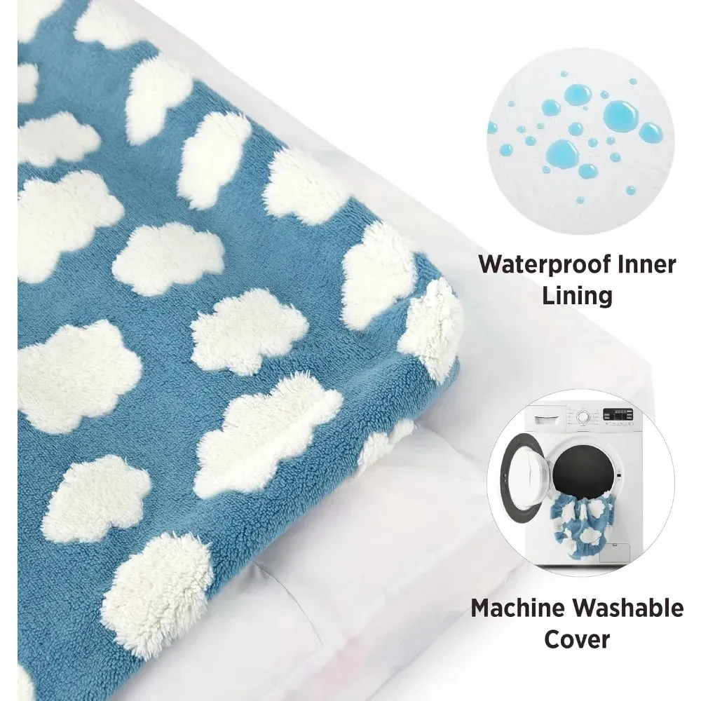 Extra Large Dog Bed | Removable Cover | Cute Modern Fuzzy Plush with Anti-Slip Bottom | Thick Shredded Chopped Foam Pet Bed