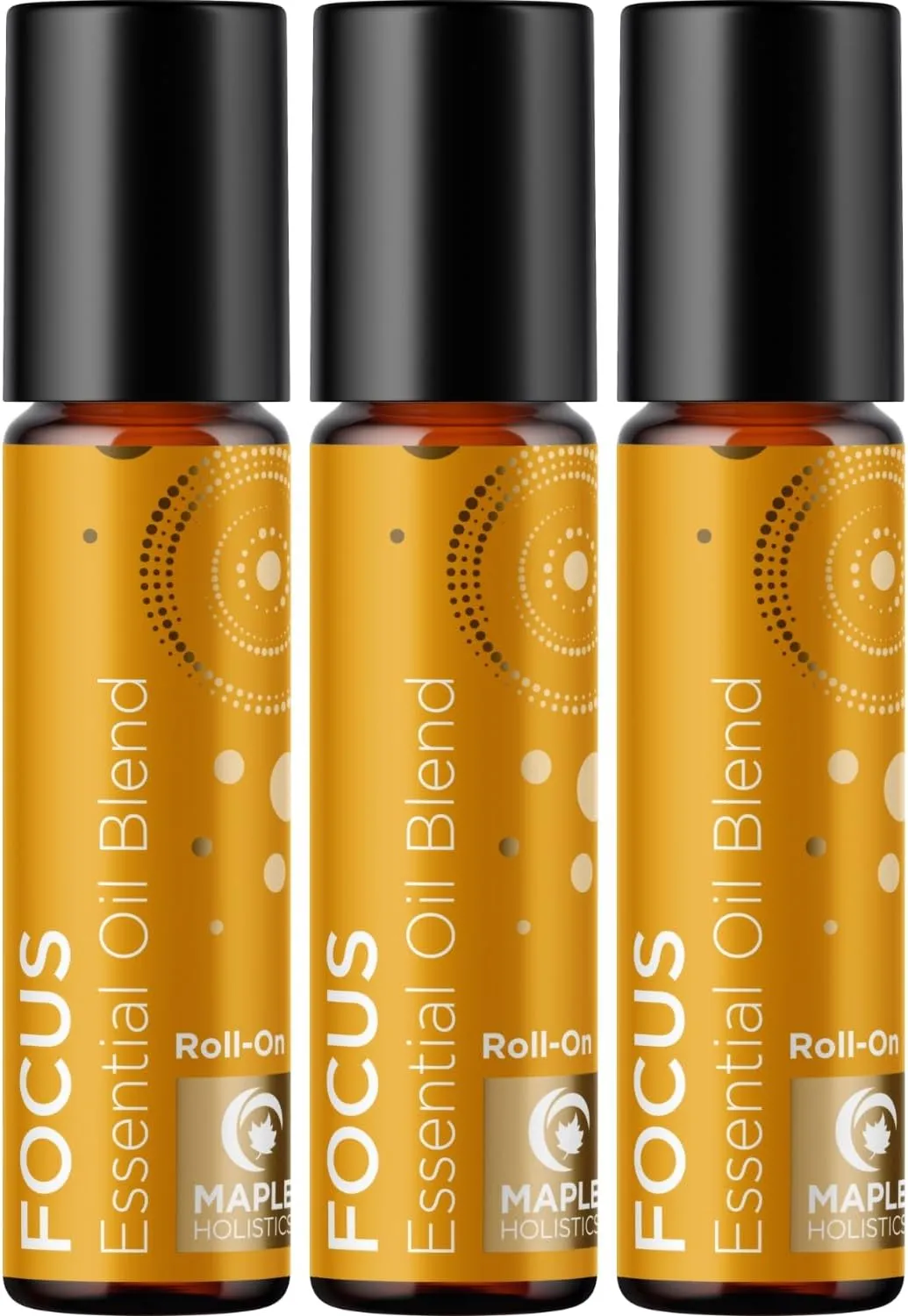 Focus Essential Oil Roll On - Aromatherapy Essential Oil Roller with Invigorating Pure Citrus and Mint Oils - Attention and Focus Essential Oil Blend with Eucalyptus Peppermint & Grapefruit (3 Pack)