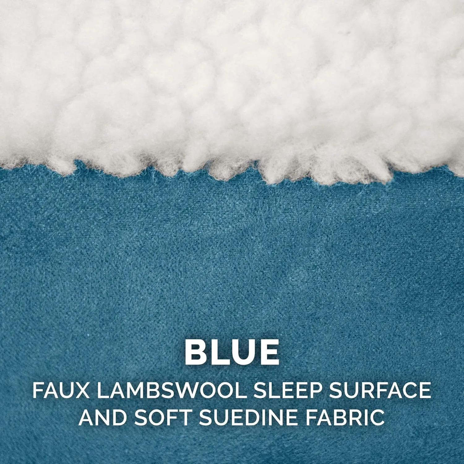 Furhaven 26" Round Memory Foam Dog Bed for Medium/Small Dogs w/ Removable Washable Cover, For Dogs Up to 30 lbs - Sherpa & Suede Snuggery - Blue, 26-inch