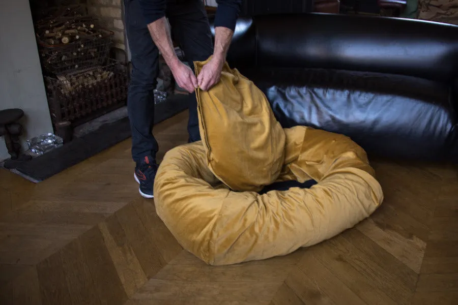 GOLD VELVET DOG BED