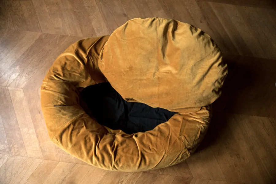 GOLD VELVET DOG BED