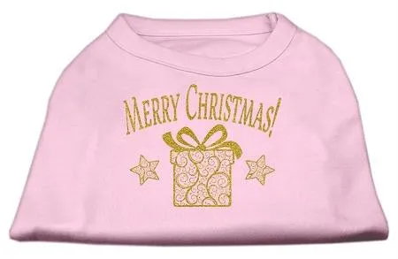 Golden Christmas Present Dog Shirt Light Pink Lg (14)