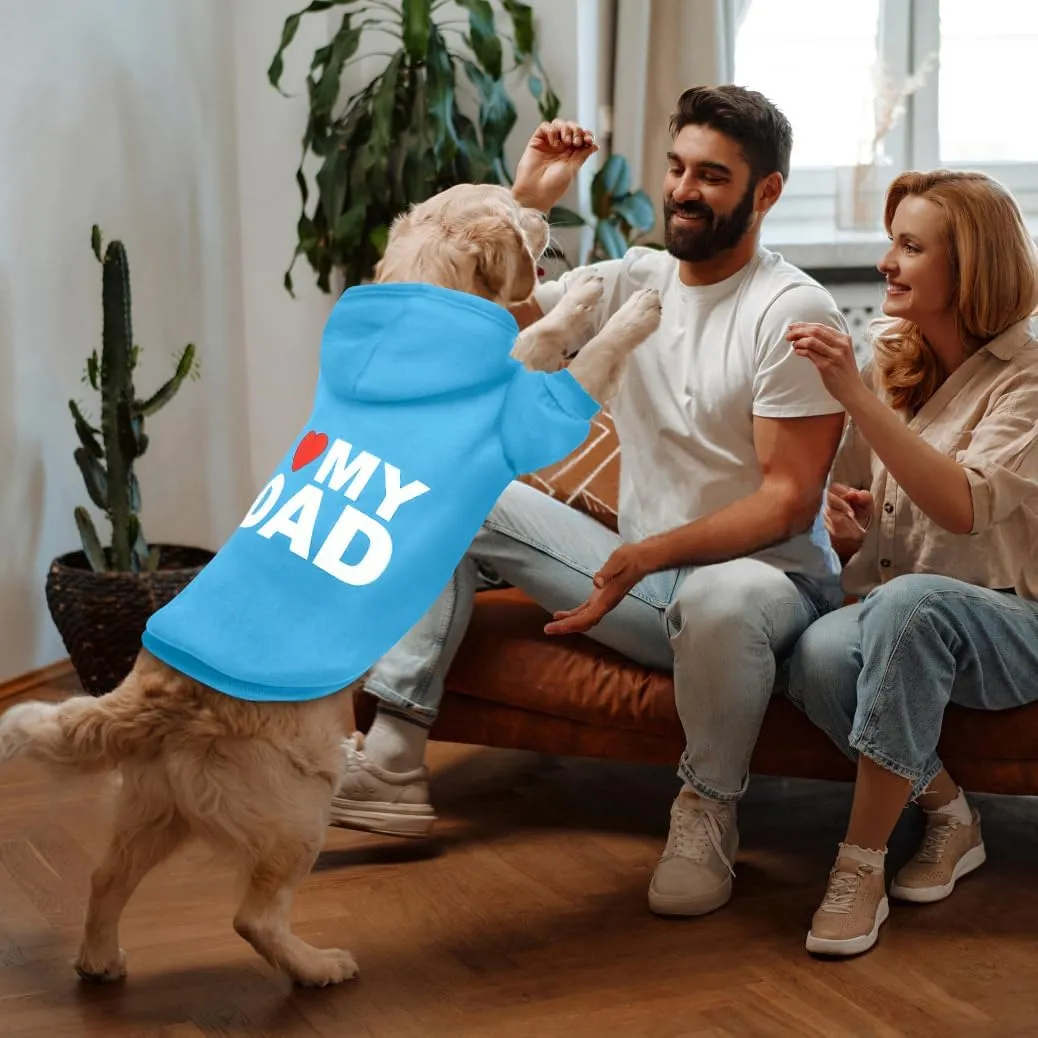 GreenJoy Dog Sweater Dog Hoodie Cold Weather Dog Coat Hooded Sweatshirt for Puppies,Cats, Small Medium Large Dogs (Blue(I Love My Dad), X-Large)