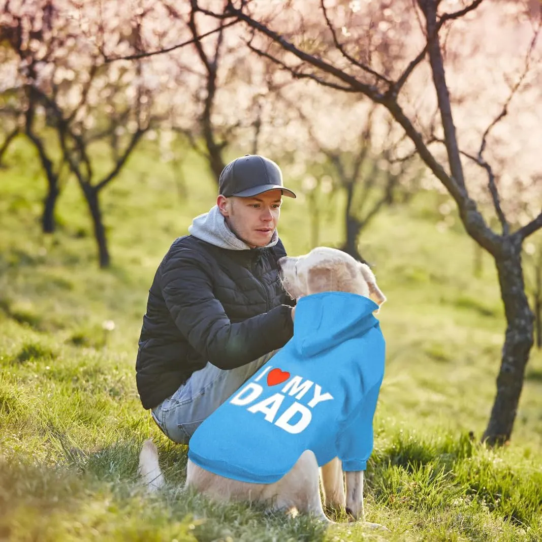 GreenJoy Dog Sweater Dog Hoodie Cold Weather Dog Coat Hooded Sweatshirt for Puppies,Cats, Small Medium Large Dogs (Blue(I Love My Dad), X-Large)
