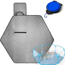 Hexagon Reusable Playpen Liner Mat for Small Pet Animals, Dogs, Guinea Pig, Rabbits or Puppy, Indoor Play Pen Washable and Waterproof Pee Pad