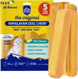 Himalayan Dog Chew Original Yak Cheese Dog Chews, The Better-For-You Chew, 100% Natural, Long Lasting, Healthy Safe Dog Treats, Lactose & Grain Free, Protein Rich, For Dogs 65 Lbs & Smaller, 5-Count