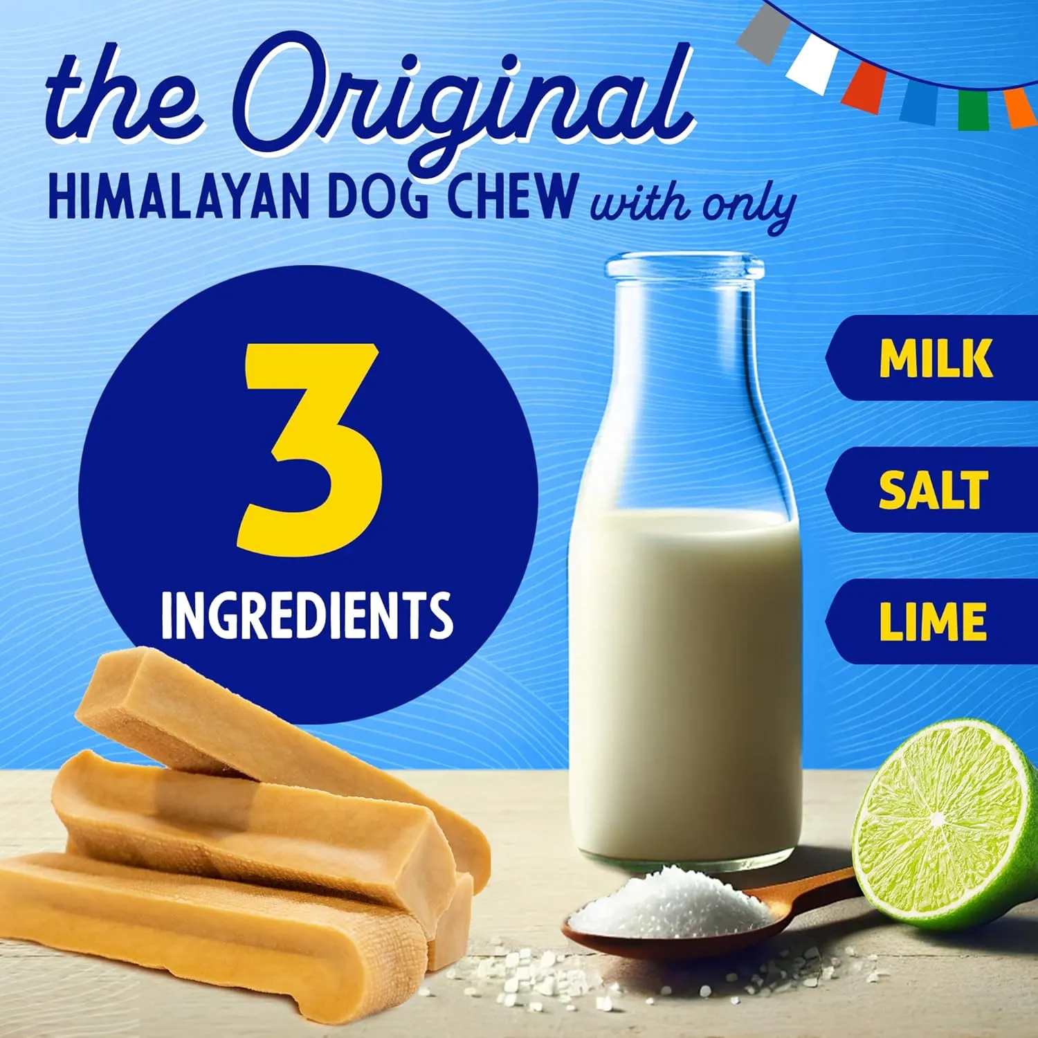 Himalayan Dog Chew Original Yak Cheese Dog Chews, The Better-For-You Chew, 100% Natural, Long Lasting, Healthy Safe Dog Treats, Lactose & Grain Free, Protein Rich, For Dogs 65 Lbs & Smaller, 5-Count