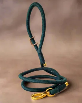 Hunter Green and gold rope leash