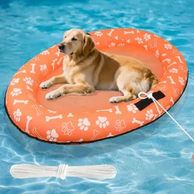 Inflatable Dogs Pool Float with Rope - Tear Resistant Oxford Stable Support Puppy Floating Raft,Inflatable Summer Doggies Raft Toy for Small Medium Large Dogs Up to 88lb