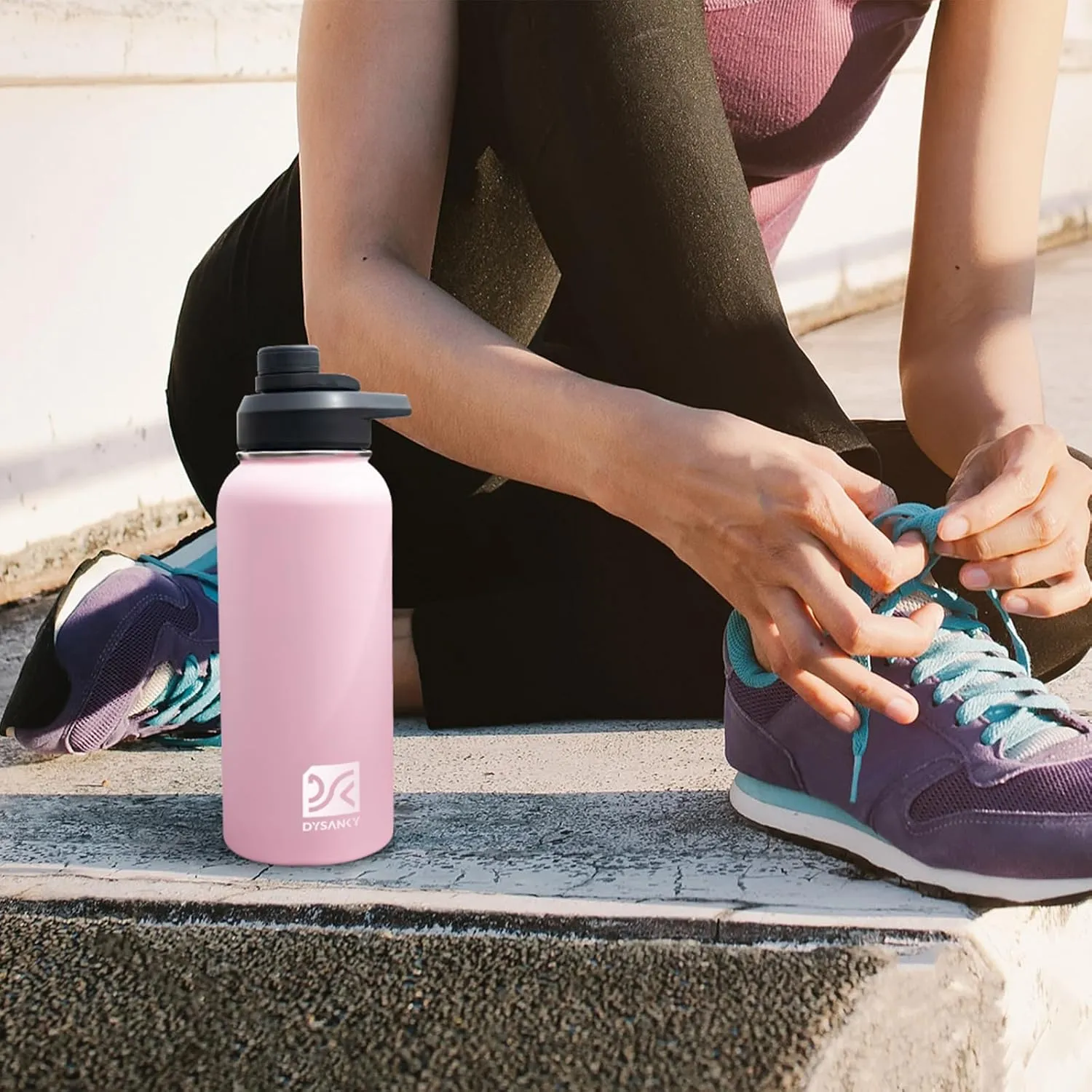 Insulated Water Bottle | Thickened Stainless Steel Vacuum Metal Thermos | Portable Sports Water Jug for Gym and Hiking with Straw, Carrier Bag, Handle Strap | BPA-Free 32 oz, Blue