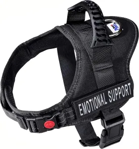 Just 4 Paws Emotional Support Dog Harness Jacket with Padded Handle | 6 Sizes | Adjustable Straps & 2 Removable Reflective Patches (Large-Chest 25" to 36", Black)
